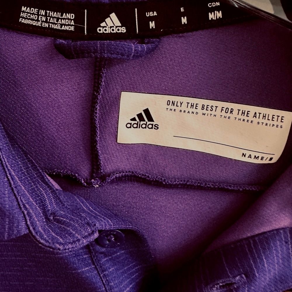 Adidas University of Washington Huskies Mens Purple Heathered Polo Shirt Size M - Picture 4 of 6